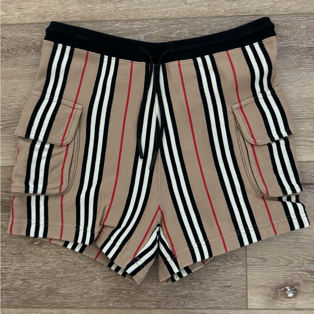 Burberry Kids’ Icon Stripe Knit Jogger Shorts Size 14